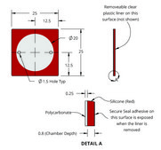 Grace Bio-Labs SecureSeal&#8482; hybridization chambers wells, 1, well diam. × depth 20&#160;mm × 0.8&#160;mm, port diam. 1.5&#160;mm
