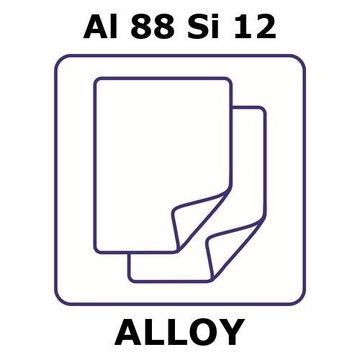 Aluminum-silicon alloy, Al88Si12 foil, 100 x 100mm, 2.0mm thickness