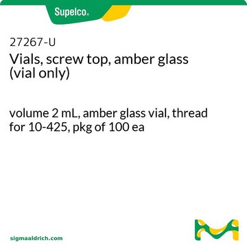 Vials, screw top, amber glass (vial only) volume 2&#160;mL, amber glass vial, thread for 10-425, pkg of 100&#160;ea