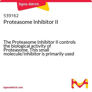 Proteasome Inhibitor II The Proteasome Inhibitor II controls the biological activity of Proteasome. This small molecule/inhibitor is primarily used for Protease Inhibitors applications.