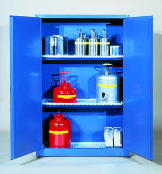 Eagle acid/corrosive/flammable-storage cabinets sliding-door, 45 gal, two shelves