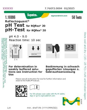 pH Test reflectometric, pH range 4.0-9.0