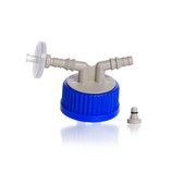 Duran&#174; GL 45 connection system caps and accessories GL 45 blue PP screw cap with 2 hose connections, 6-9 mm