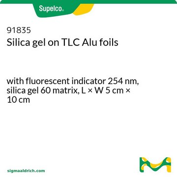 Silica gel on TLC Alu foils with fluorescent indicator 254 nm, silica gel 60 matrix, L × W 5&#160;cm × 10&#160;cm