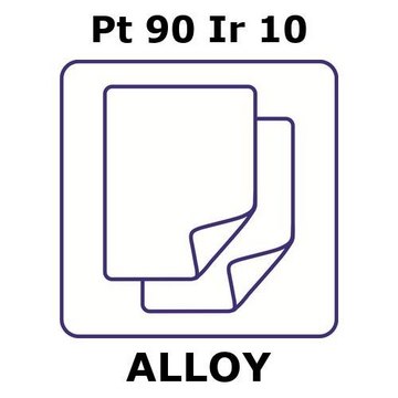 Platinum-iridium alloy, Pt90Ir10 foil, 25 x 25mm, 0.125mm thickness, as rolled