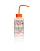 Azlon&nbsp;Multi-Lingual Safety Wash Bottles With Driplok Vapor Venting label, Ethanol (in English, French, Spanish), capacity 500&#160;mL