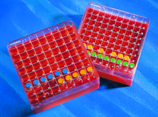 Corning&#174; cryogenic boxes, racks &amp; trays Reusable vial rack for 50 vials