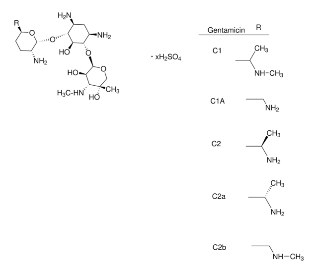 Gentamycin Sulfate Broad-spectrum cell culture antibiotic that is nontoxic to viruses and mammalian cells at antibacterial and antimycoplasmal concentrations.