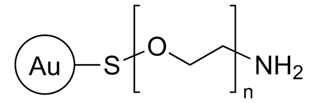 Gold nanoparticles 10&#160;nm diameter, amine functionalized, PEG 3000 coated, OD 50, dispersion in H2O