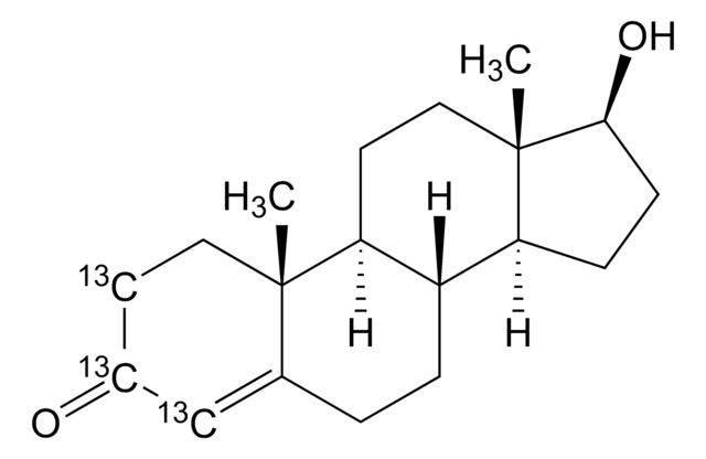 Testosterone-2,3,4-13C3 solution 0.1&#160;mg/mL in methanol, 99 atom % 13C, 98% (CP)