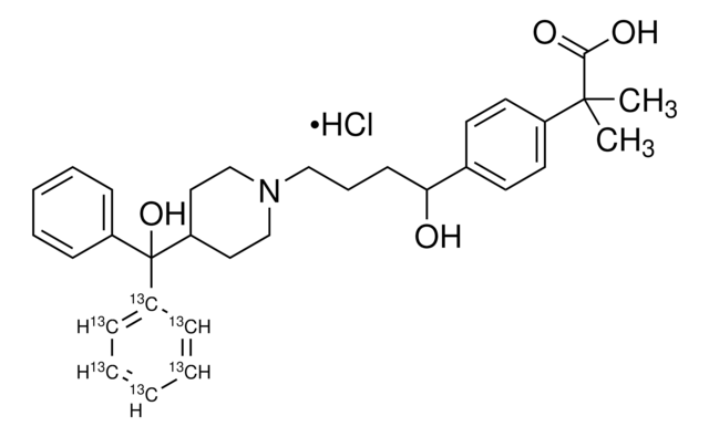 Fexofenadine-13C6 hydrochloride solution 100&#160;&#956;g/mL in methanol (as free base), certified reference material, ampule of 1&#160;mL, Cerilliant&#174;