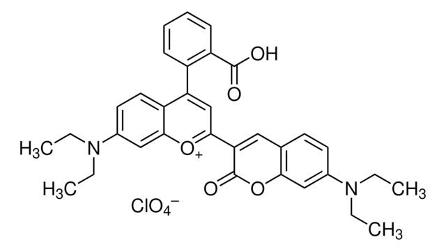 4-(2-Carboxyphenyl)-7-diethylamino-2-(7-diethylamino-2-oxochroman-3-yl)-chromylium perchlorate BioReagent, suitable for fluorescence, &#8805;80% (HPLC)