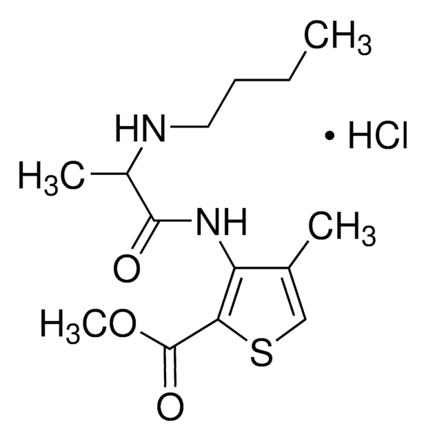 Methyl 3-[[(2RS)-2-(butylamino)propanoyl]amino]-4-methylthiophene-2- carboxylate hydrochloride certified reference material, TraceCERT&#174;, Manufactured by: Sigma-Aldrich Production GmbH, Switzerland